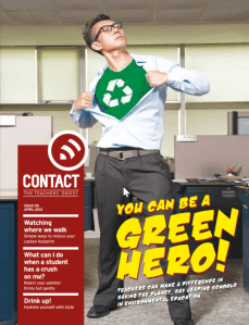 Cover of Contact magazine: You can be green hero
